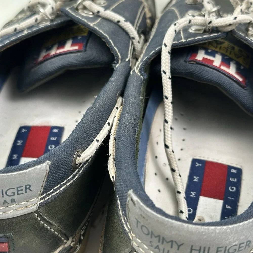 VTG Tommy Hilfiger Leather Boat Shoes Mens 13 Blue Deck TH 44/480 Sailing Gear